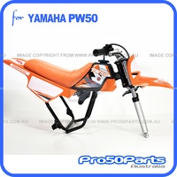 (PW50) - Package Of Plastics Fender Cover (Orange), Fuel Tank (Black), Seat (Orange) + Decal (Pro50 Orange) + Bolt